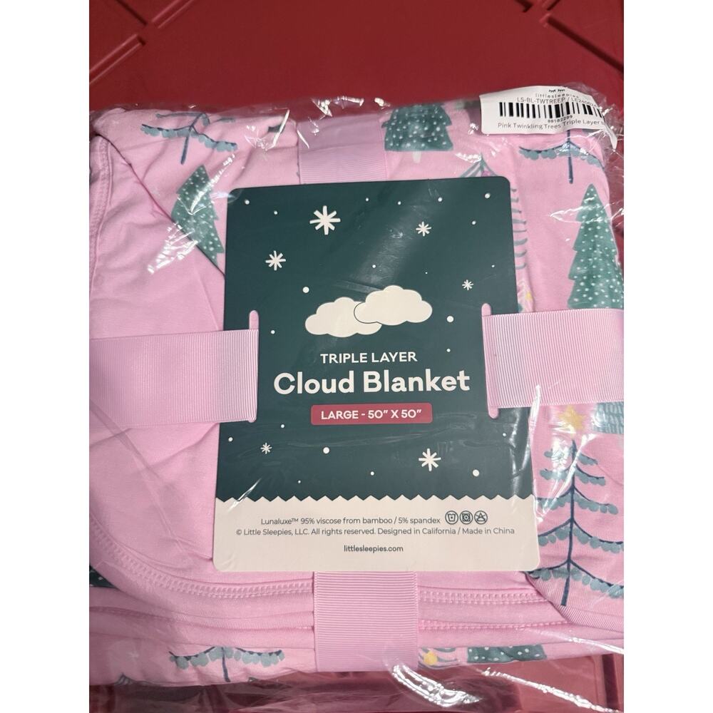 Little Sleepies Pink Twinkling Trees Large Cloud Blanket NWT